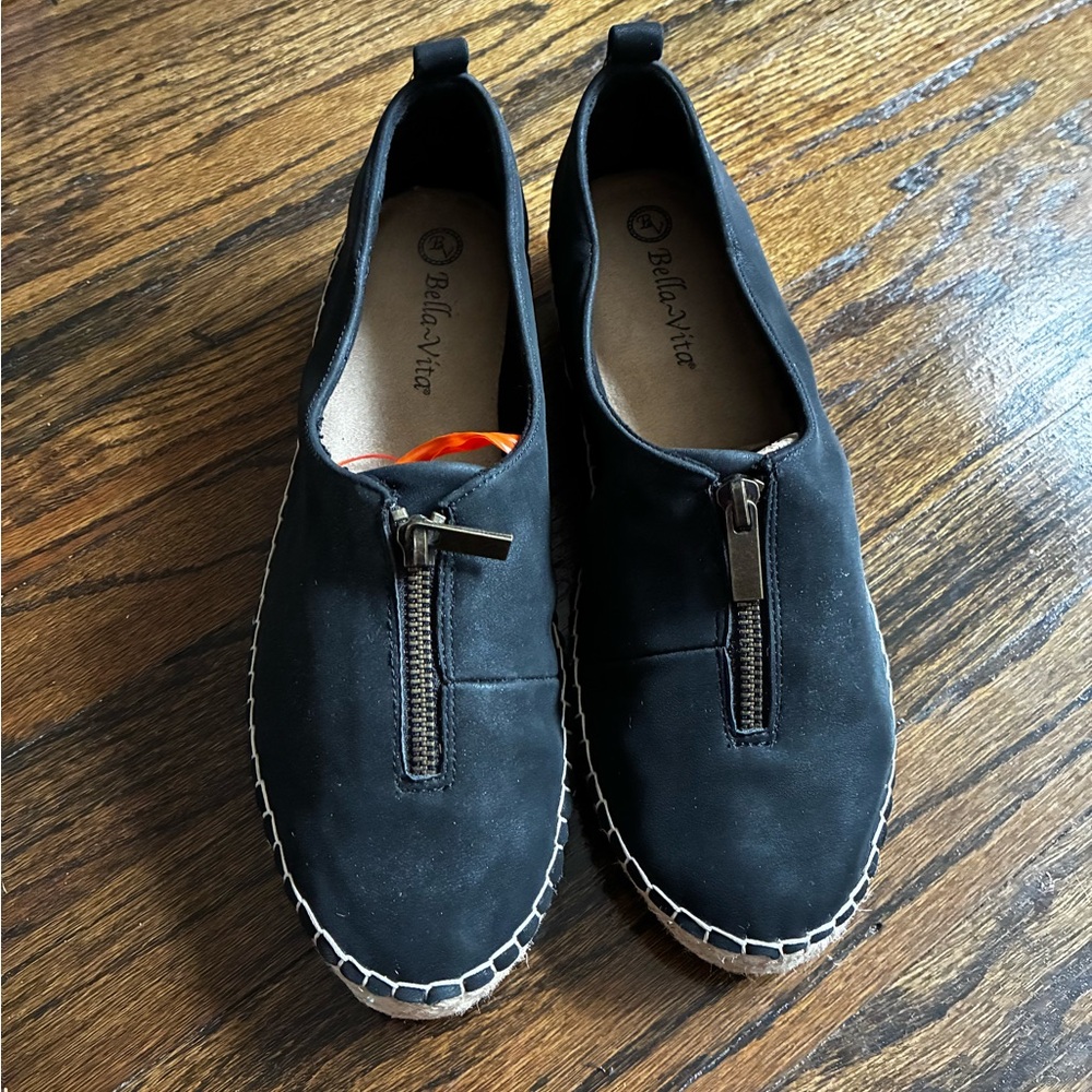 Bella Vita Black Men's Loafers with Zipper